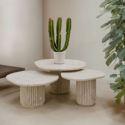 3x Mini tables en marbre